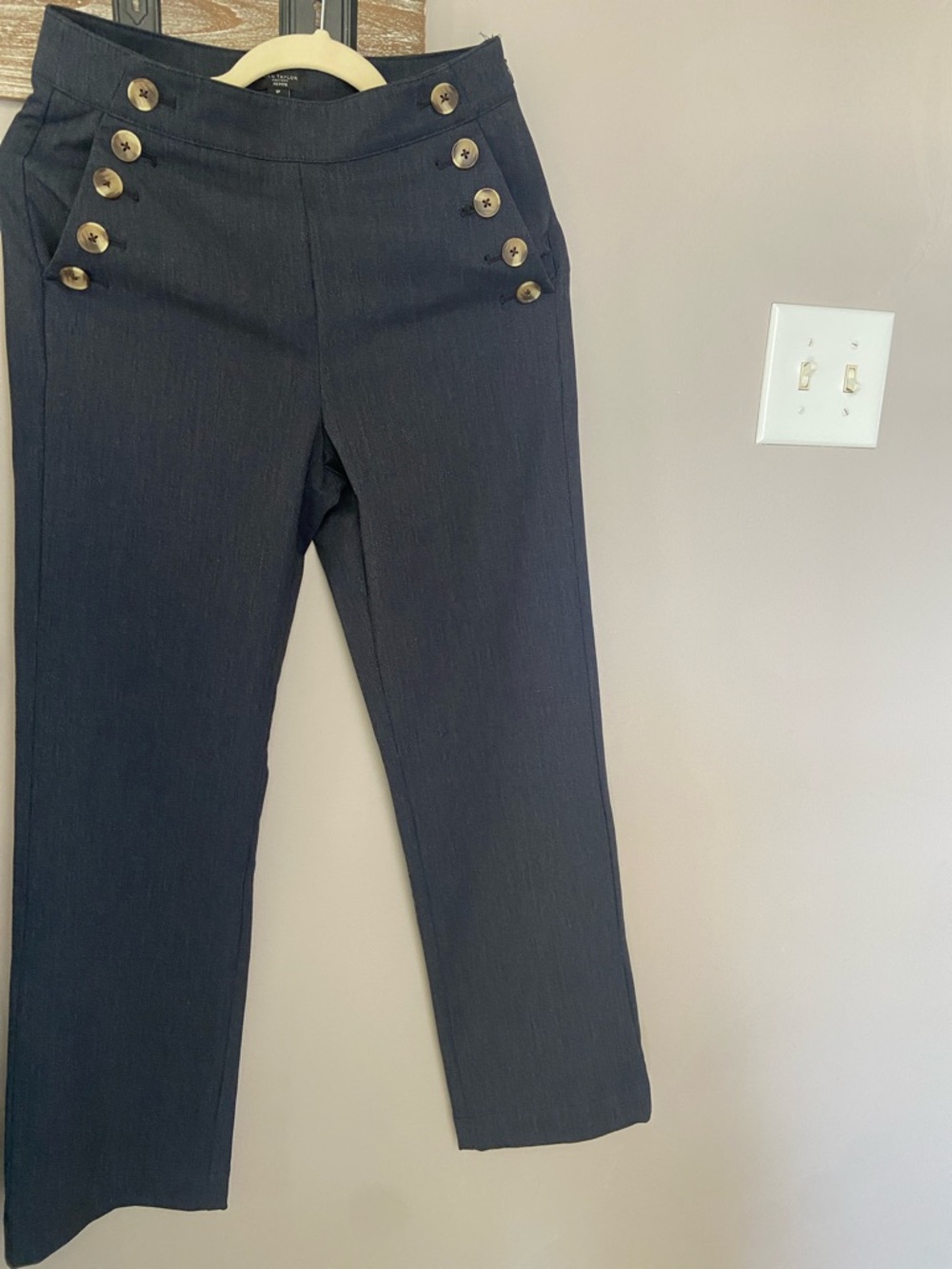 Ann Taylor Petite Navy High-Waist Trousers
